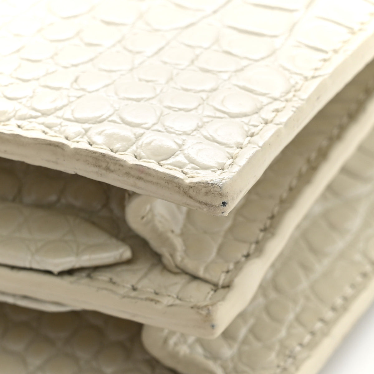 Calfskin Crocodile Embossed Monogram Cassandra Clasp Bag Crema Soft