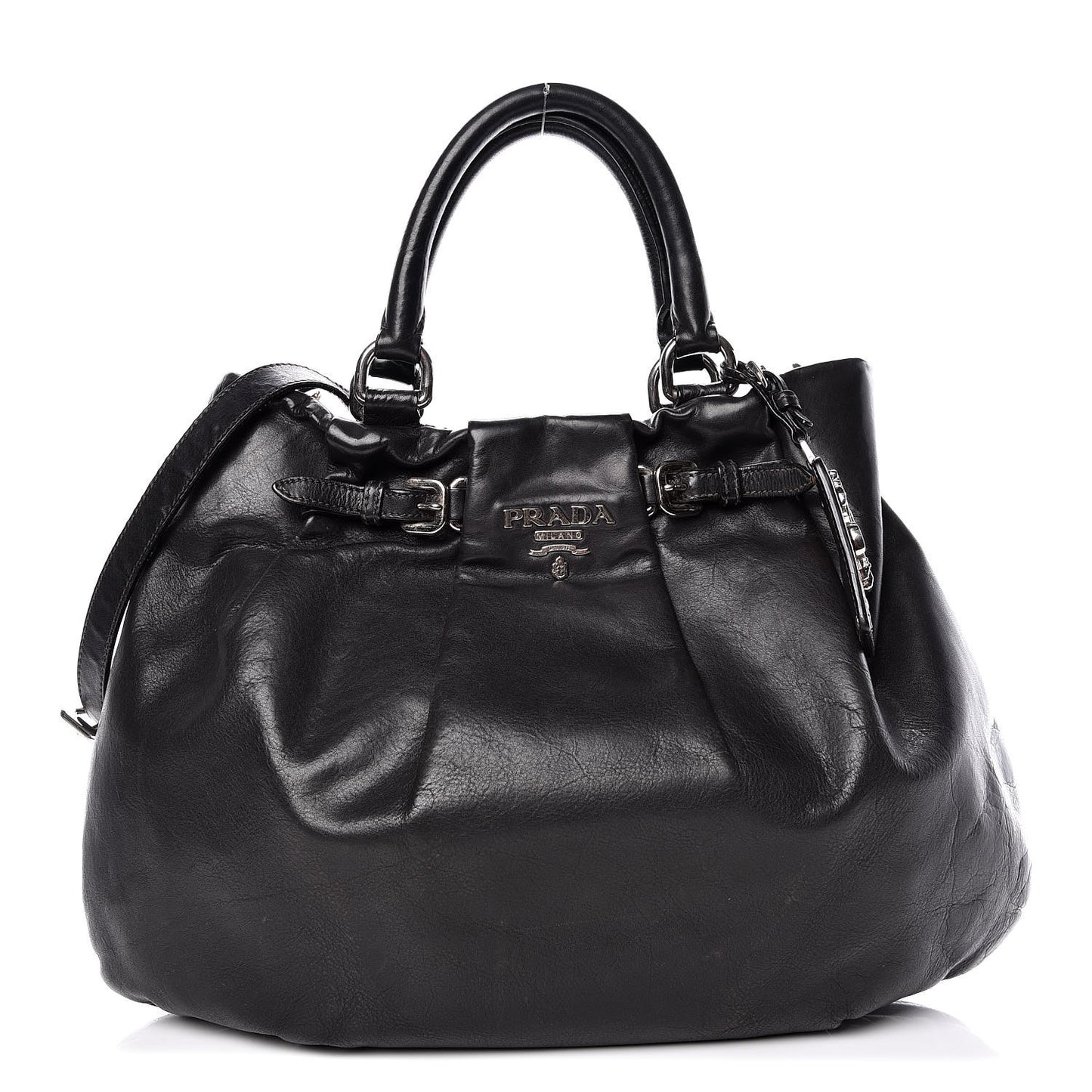 Soft Calfskin Pleated Tote Black