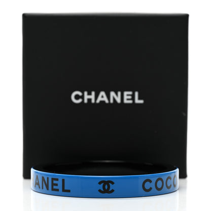 Chanel Resin Logo Bangle Bracelet Blue Black 5 of 5