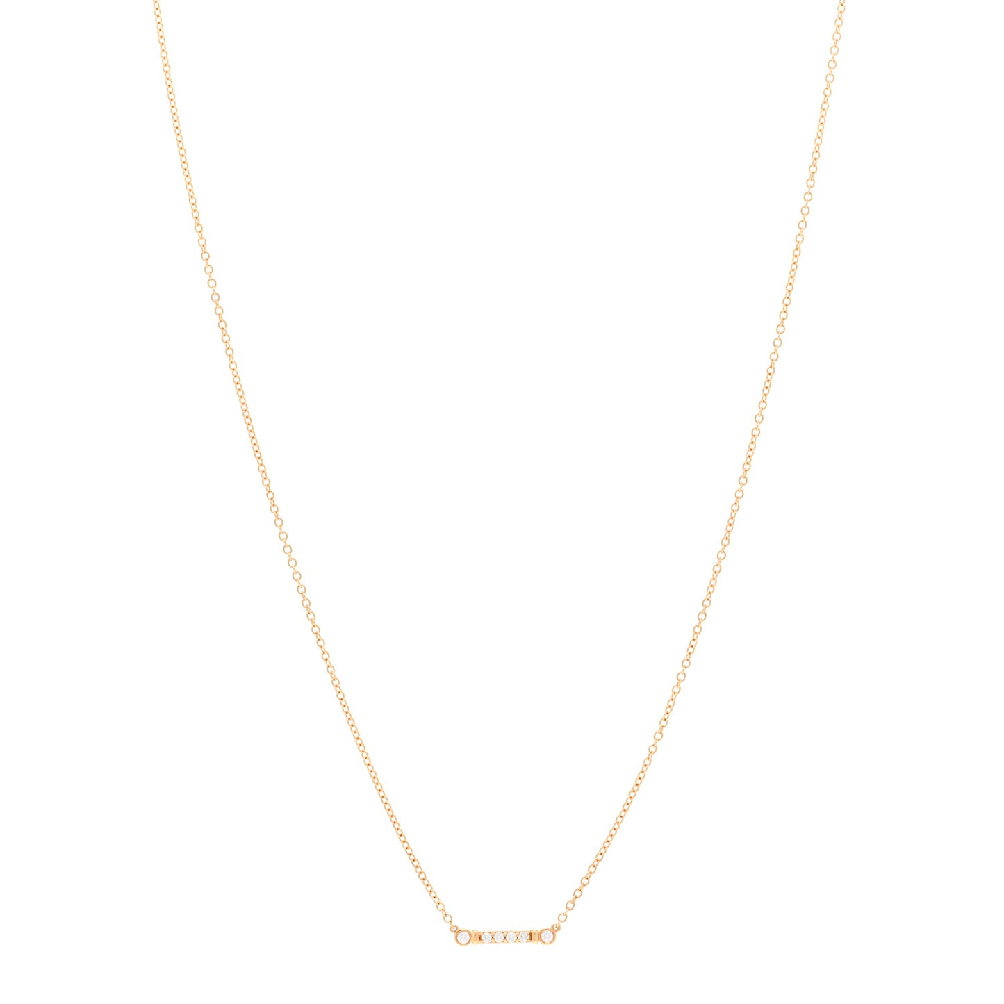 18K Yellow Gold Diamond Fleur de Lis Key Bar Pendant Necklace