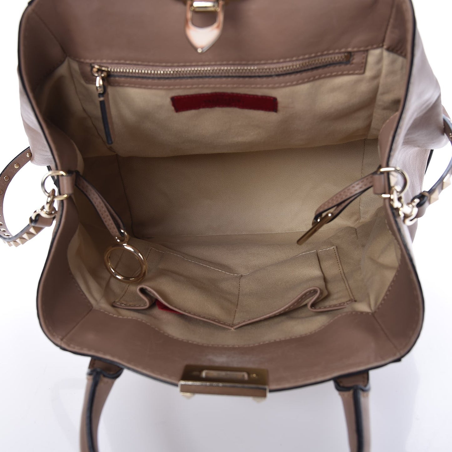 Calfskin Rockstud New Dome Bucket Tote Poudre