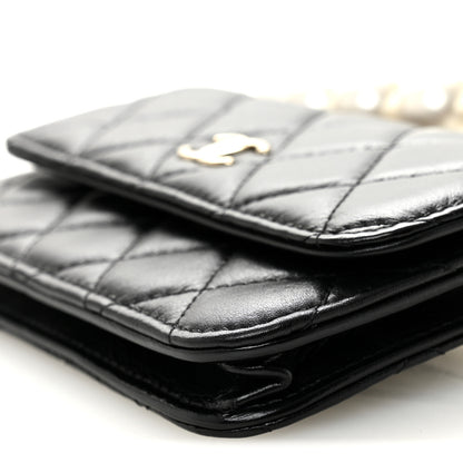 Chanel Calfskin Quilted Maxi Pearls Clutch With Chain Black 11 of 11