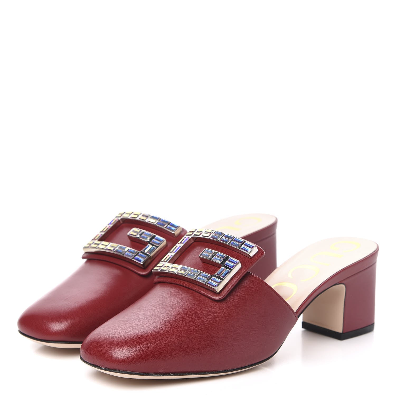 Gucci Malaga Kid Crystal Square G Madelyn Mules 36.5 Romantic Cerise 3 of 10