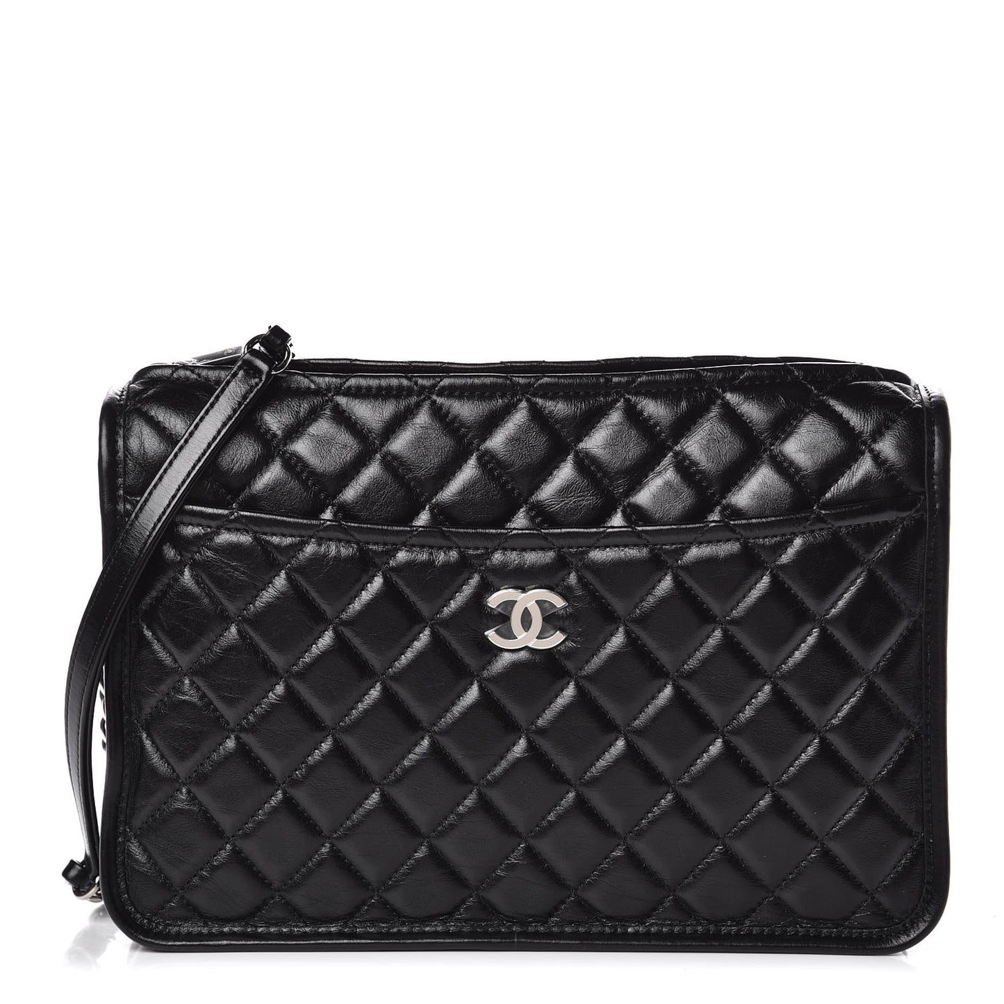 Aged Calfskin Quilted Large Working Vibe Camera Case Black