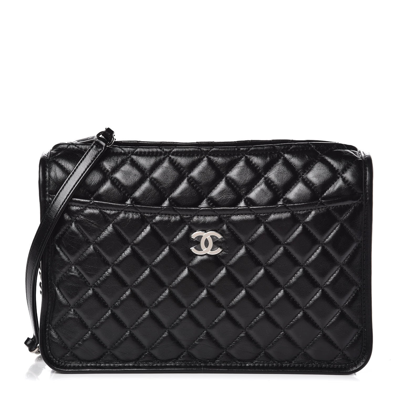 Chanel Aged Calfskin Quilted Large Working Vibe Camera Case Black 1 of 11