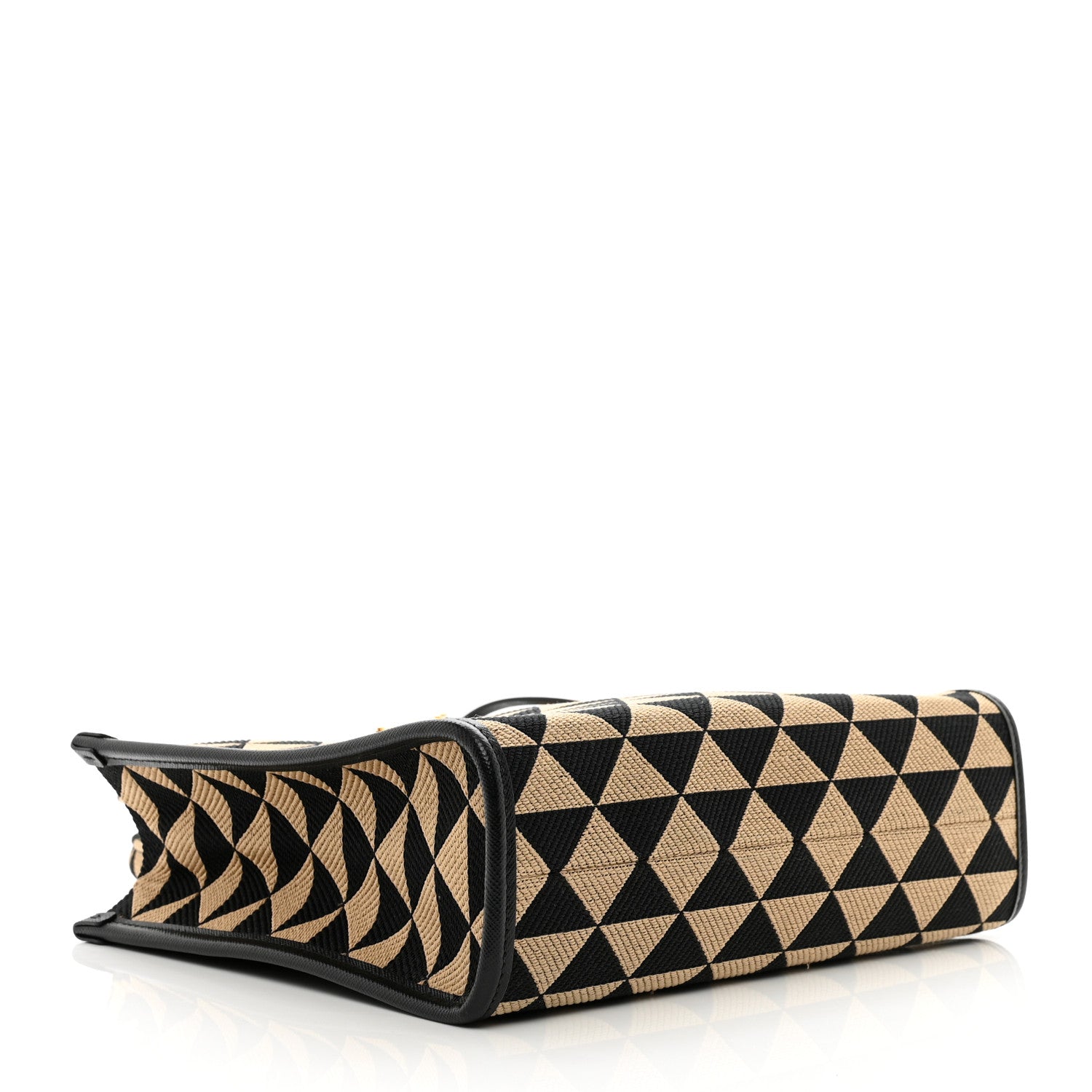 Prada Jacquard Saffiano Triangolo Symbole Embroidered Small Tote Black Corda 4 of 9