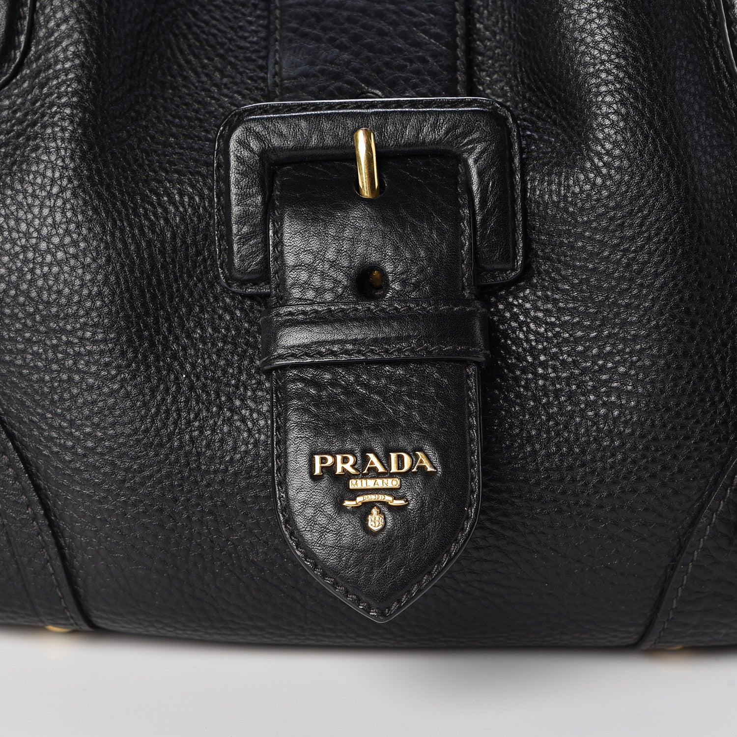 Prada Vitello Daino Buckle Tote Black 8 of 12