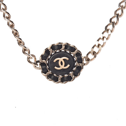 Chanel Lambskin CC Chain Short Necklace Black Gold 1 of 4