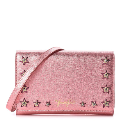 Jimmy Choo Metallic Calfskin Studded Crossbody Bag Pink 1 of 11