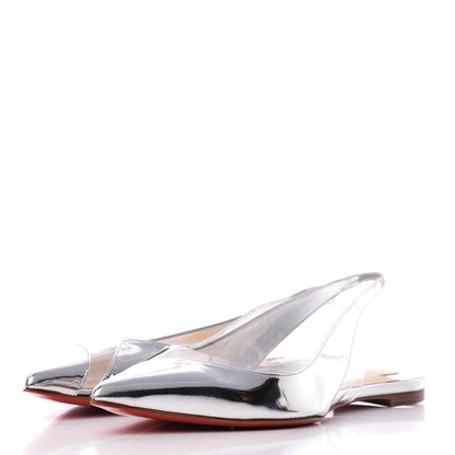 Christian Louboutin Specchio PVC V Dec Slingback Flats 39 Silver 2 of 10