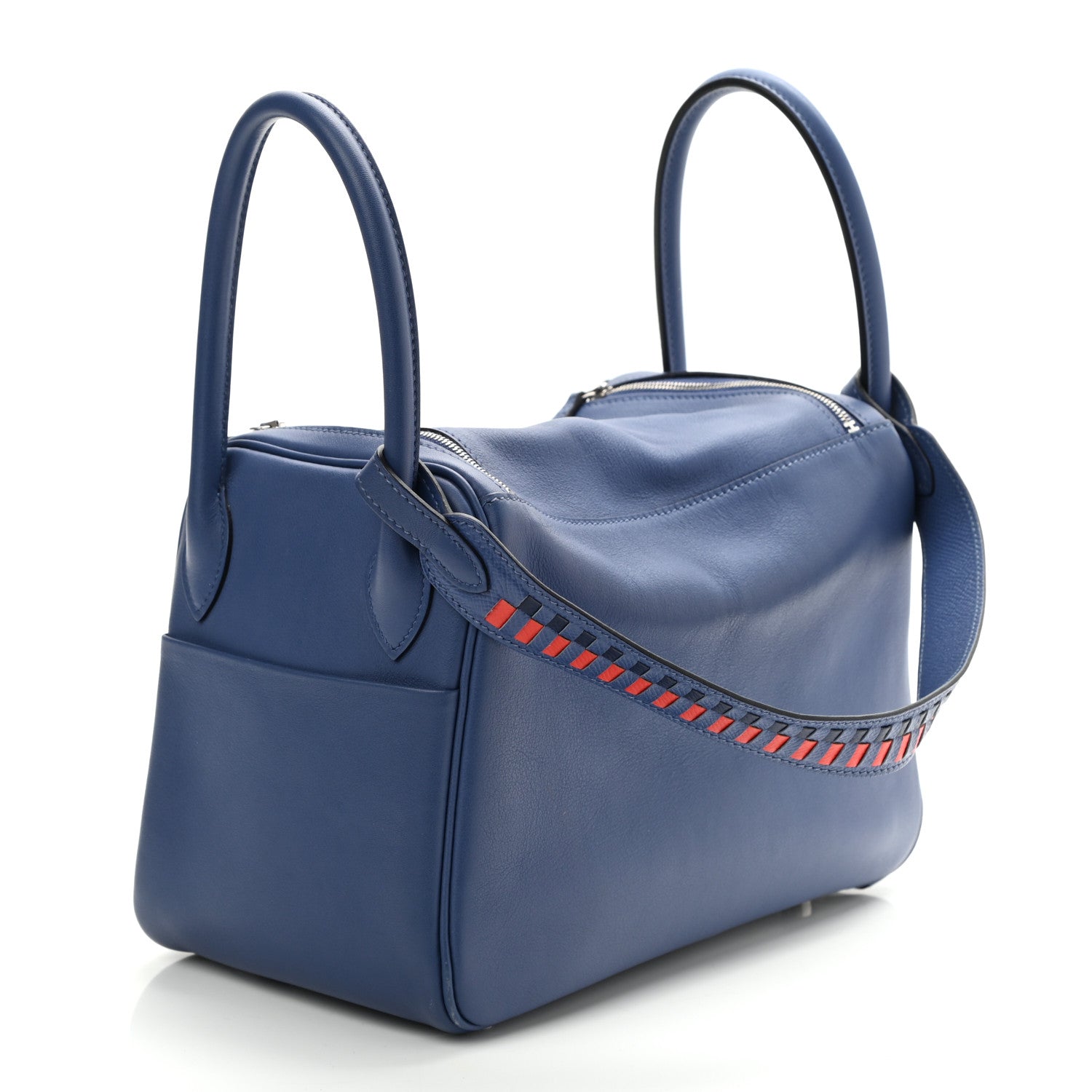 Hermes Swift Epsom Lindy 26 Tressage De Cuir Bleu Brighton Capucine Bleu Saphir 3 of 11