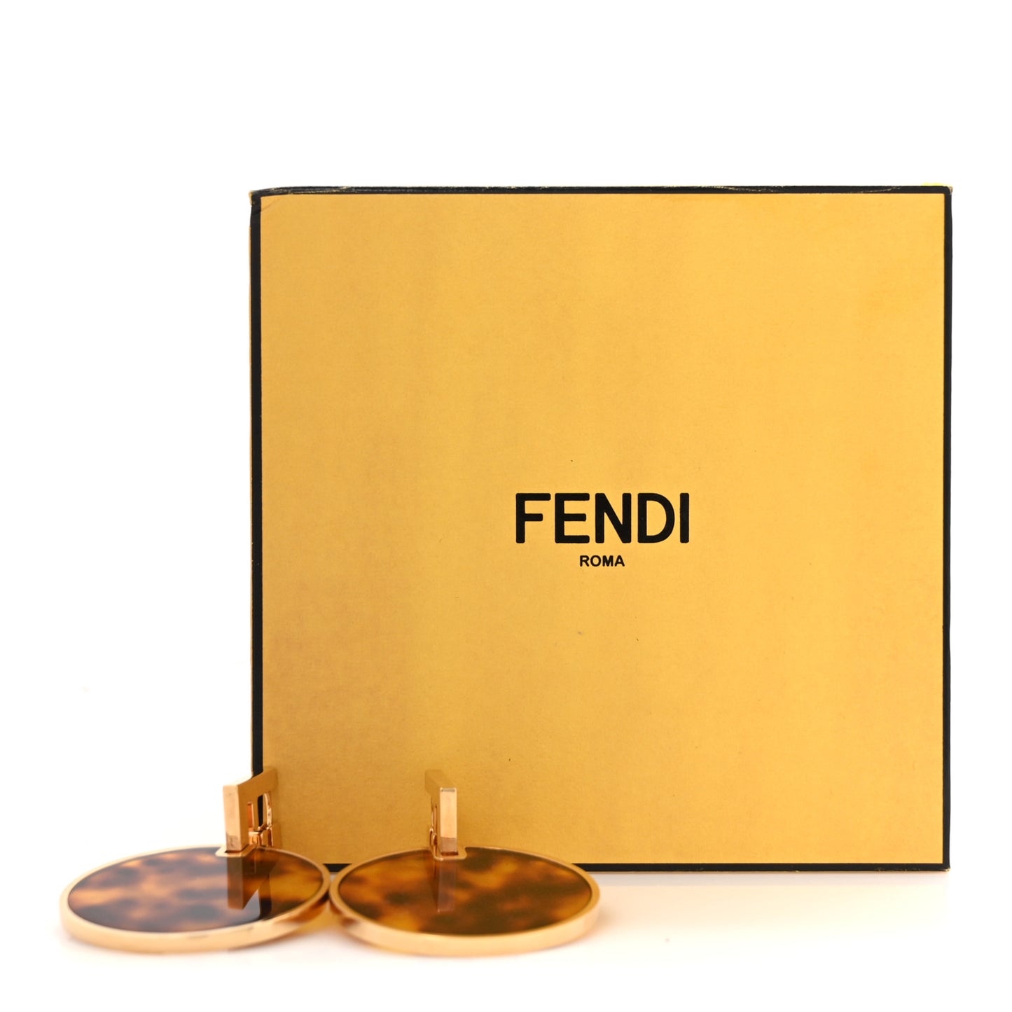 Metal Fendi Forever Round Drop Earrings Gold