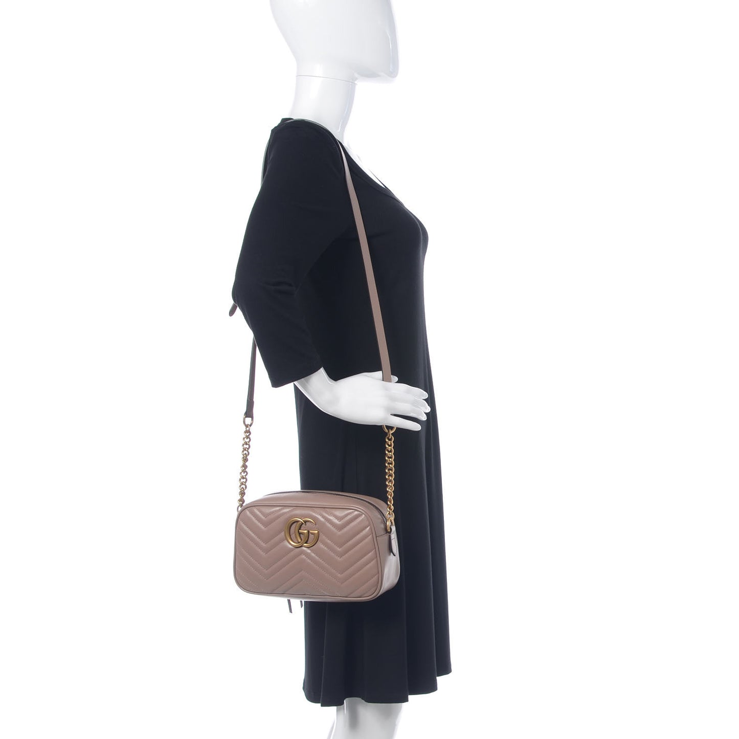 Calfskin Matelasse Small GG Marmont Chain Shoulder Bag Porcelain Rose