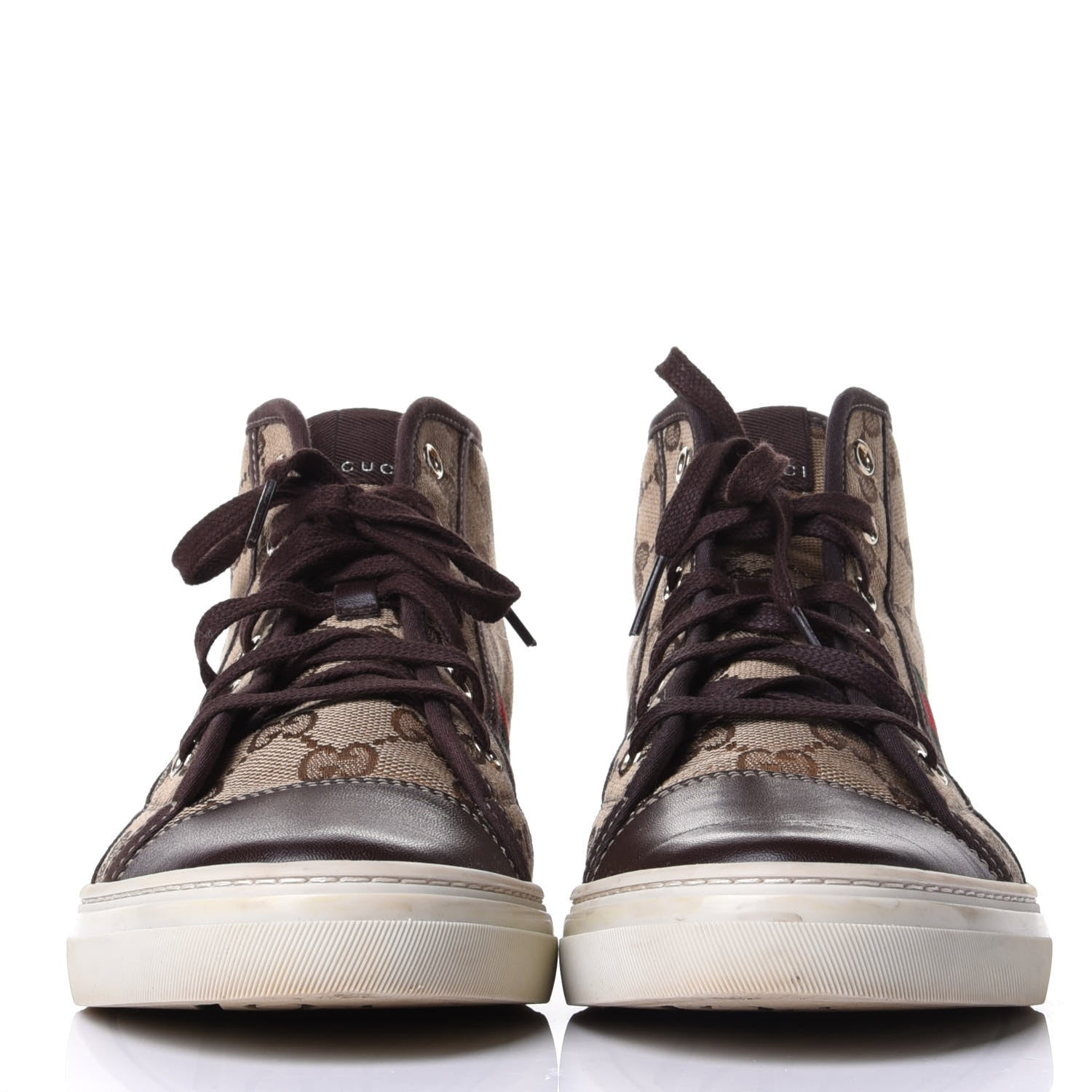 Gucci GG Monogram Web Womens High Top Sneakers 38 Brown 2 of 10