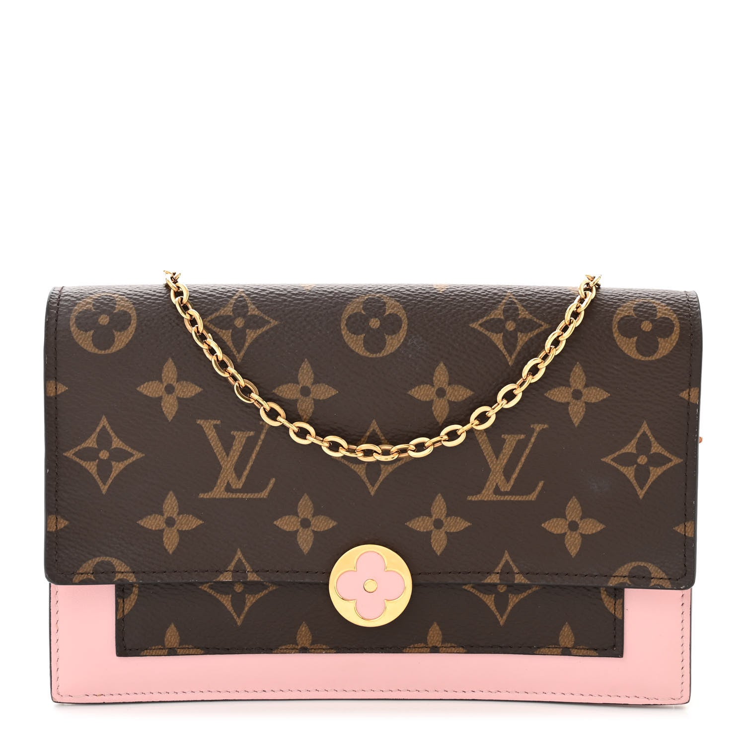 Louis Vuitton Monogram Flore Chain Wallet Rose Ballerine 1 of 9