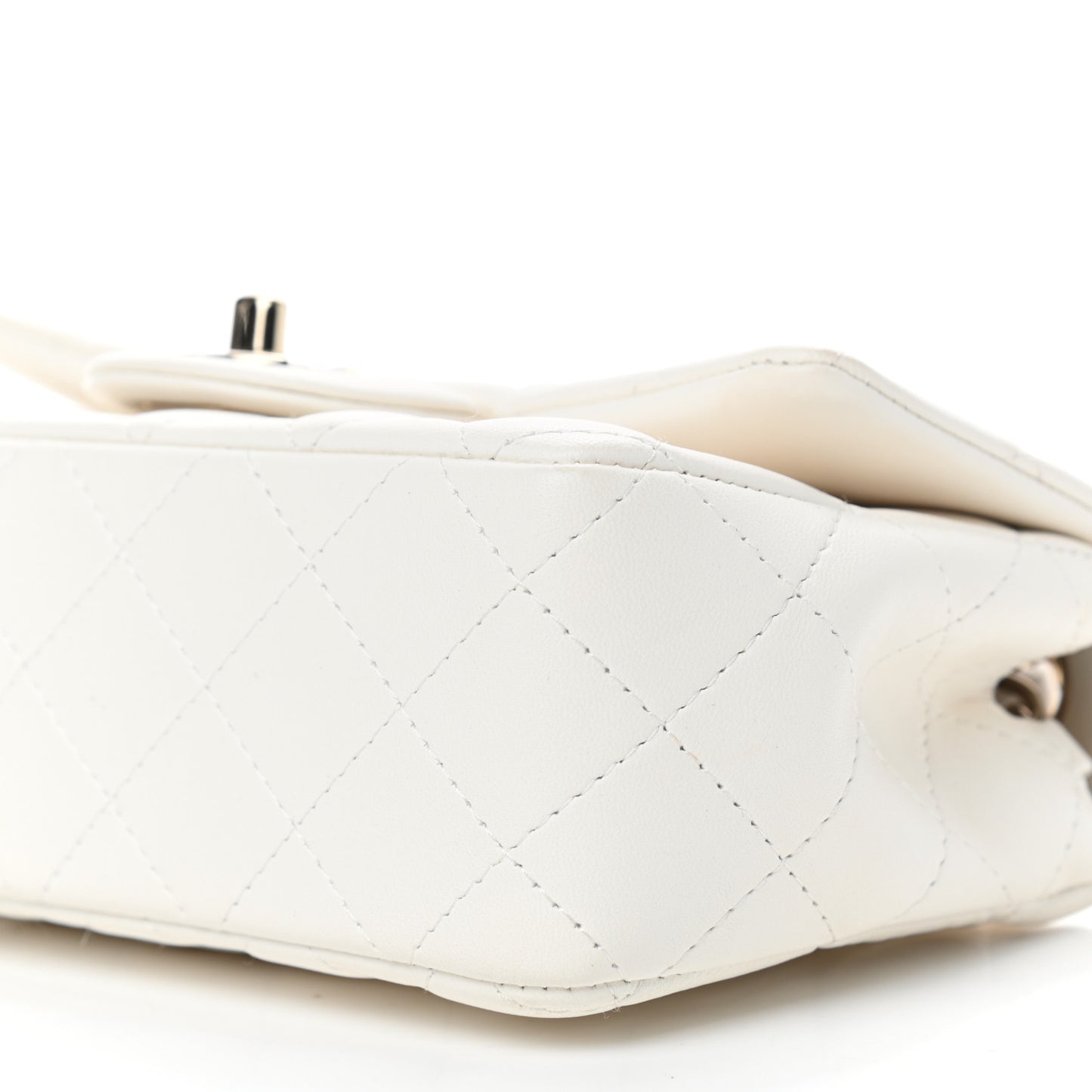 Lambskin Quilted Mini Rectangular Flap White