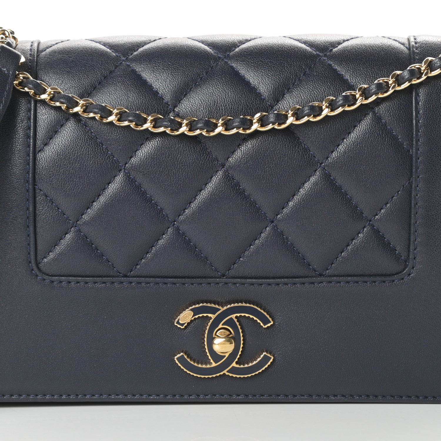 Chanel Sheepskin Quilted Medium Vintage Mademoiselle Flap Dark Navy 8 of 14