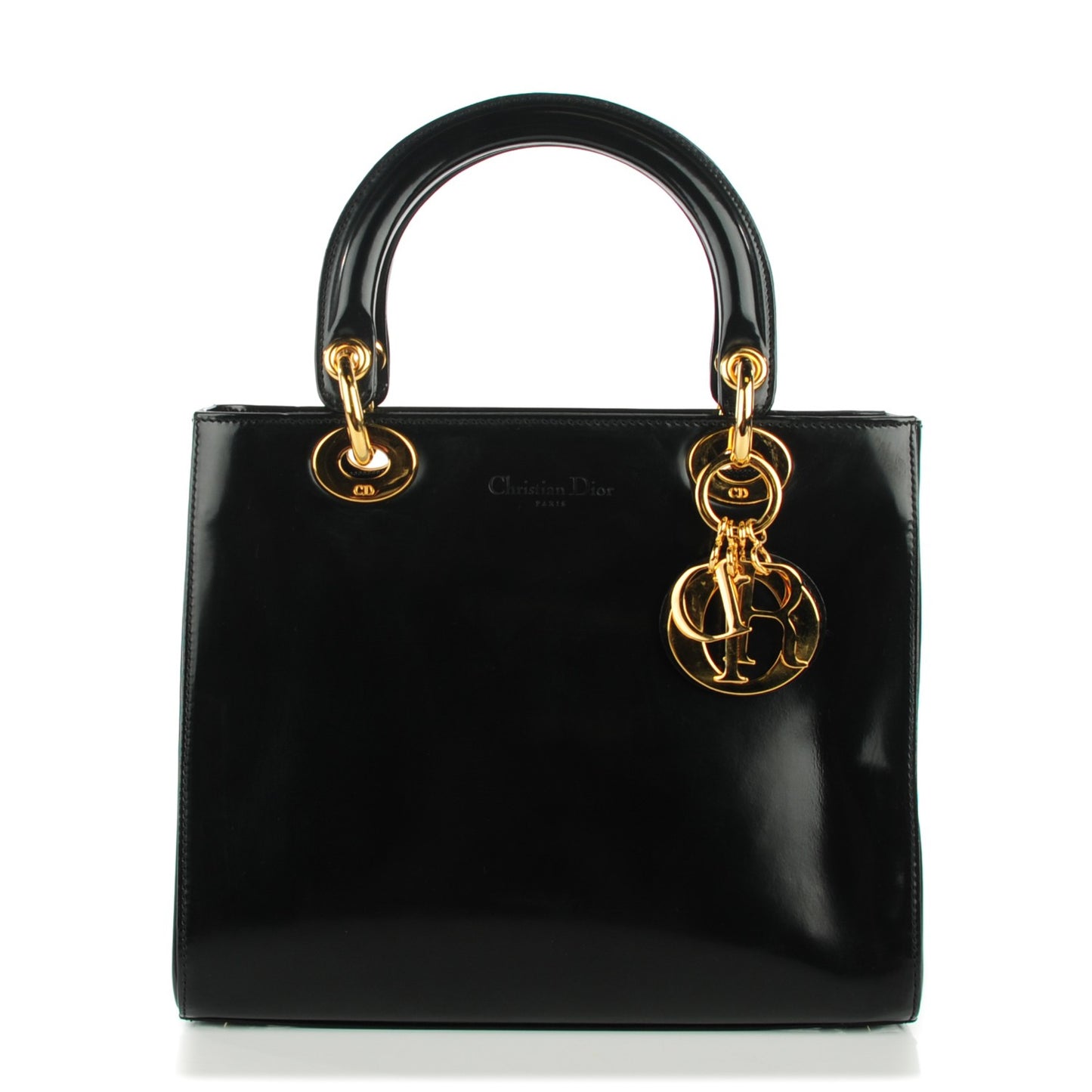 Vintage Patent Medium Lady Dior Black