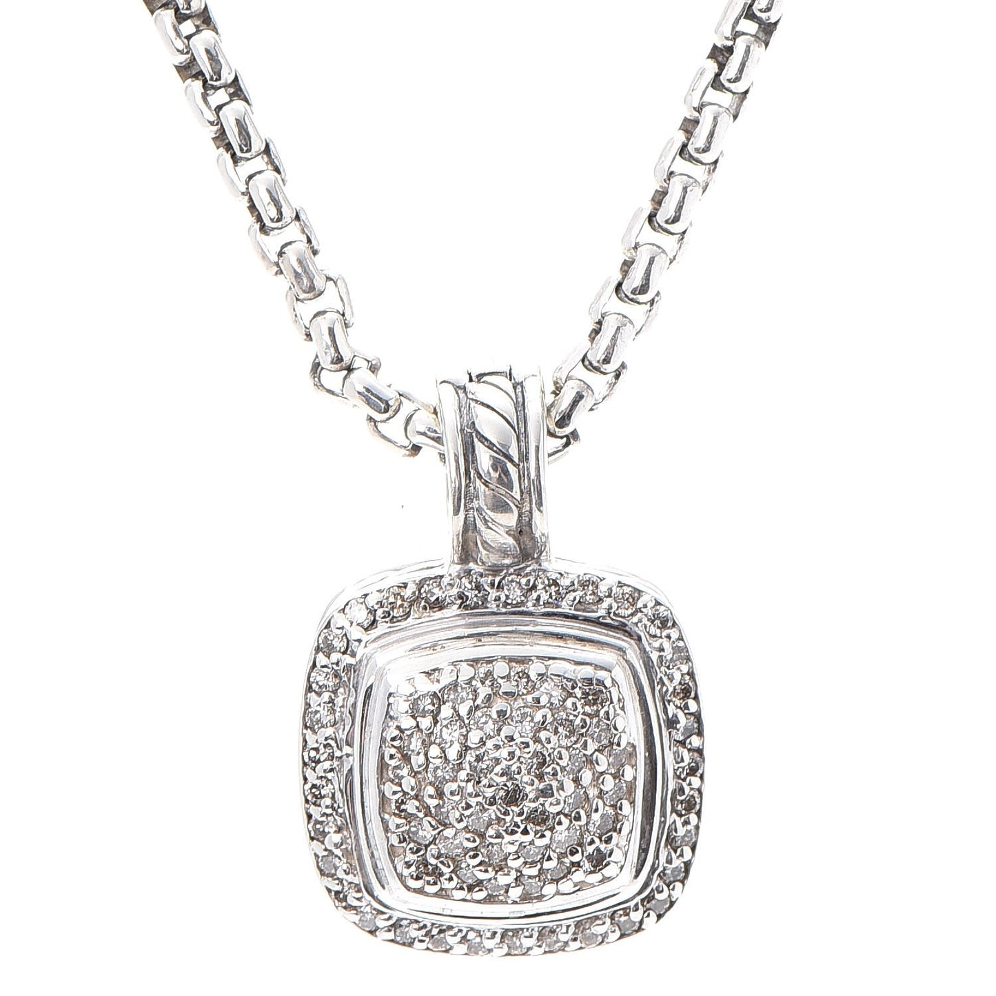 Sterling Silver 14K Yellow Gold Pave Diamond 11mm Petite Albion Necklace