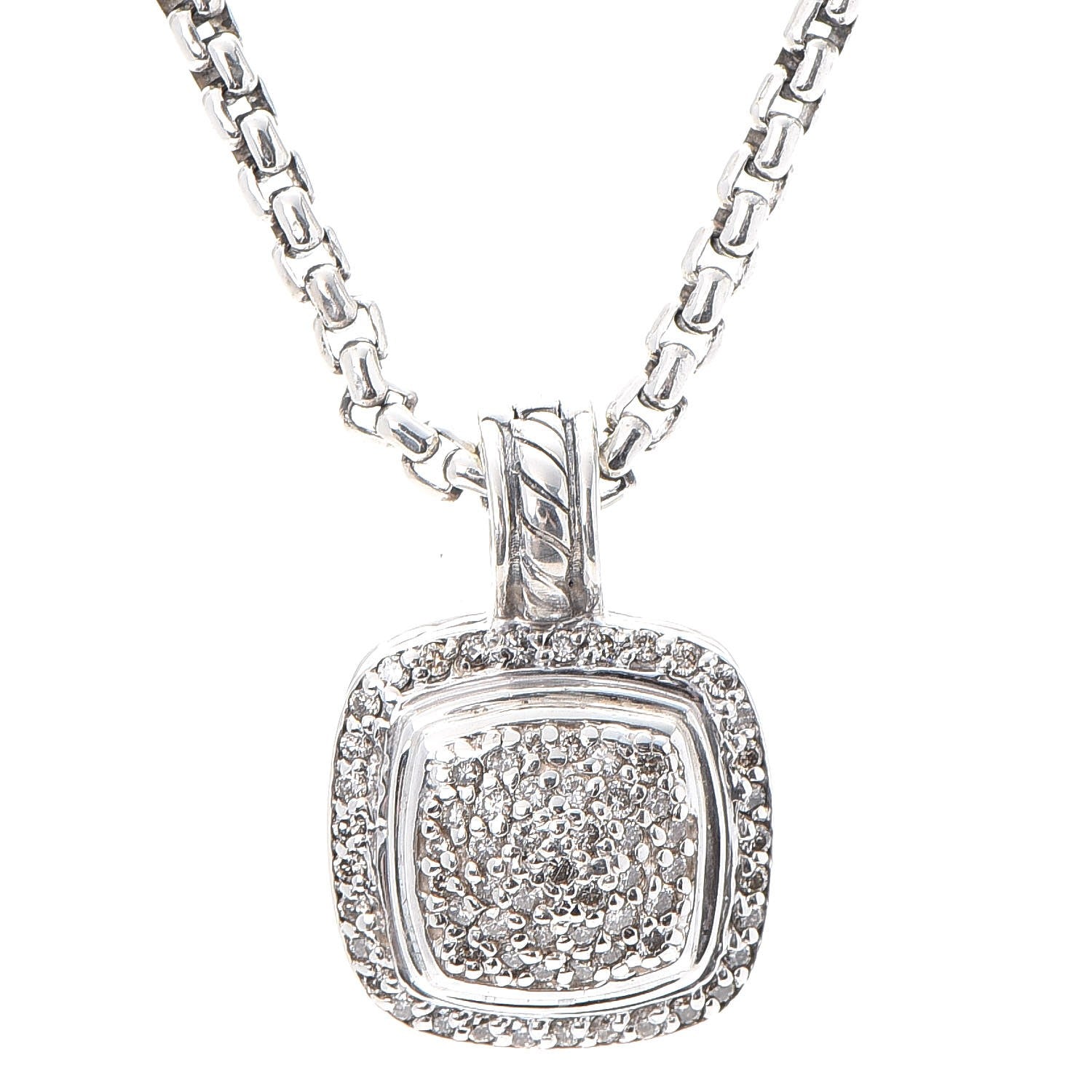 David Yurman Sterling Silver 14K Yellow Gold Pave Diamond 11mm Petite Albion Necklace 4 of 6