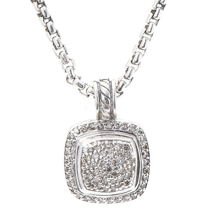David Yurman Sterling Silver 14K Yellow Gold Pave Diamond 11mm Petite Albion Necklace 4 of 6