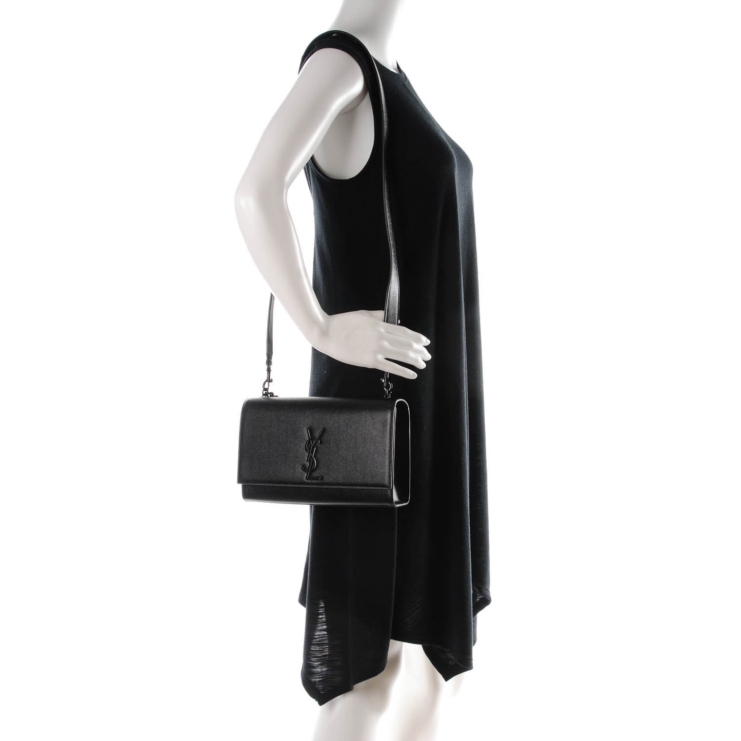 Grain De Poudre Medium Classic Monogram Kate Double Handle Satchel Black