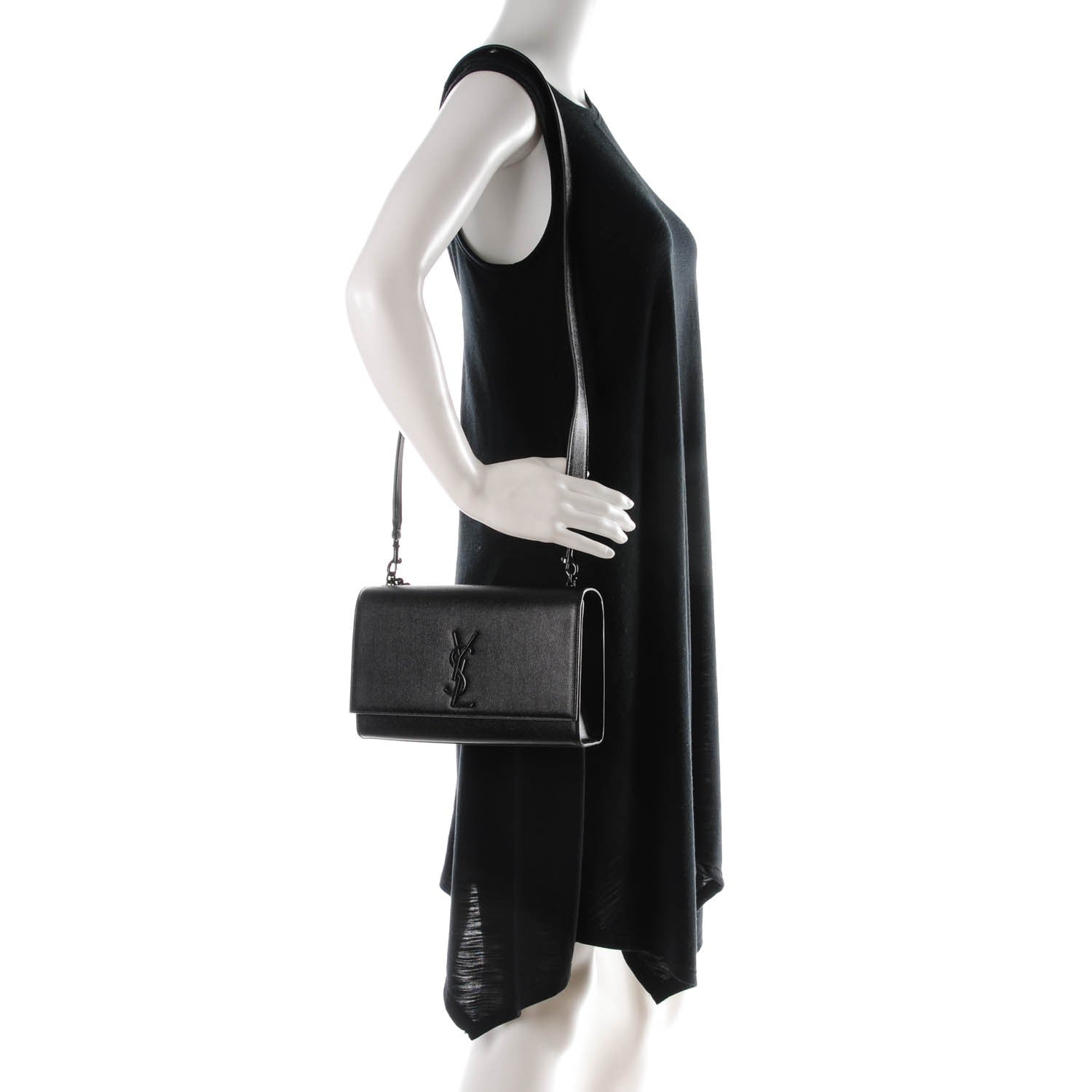 Saint Laurent Grain De Poudre Medium Classic Monogram Kate Double Handle Satchel Black 2 of 6