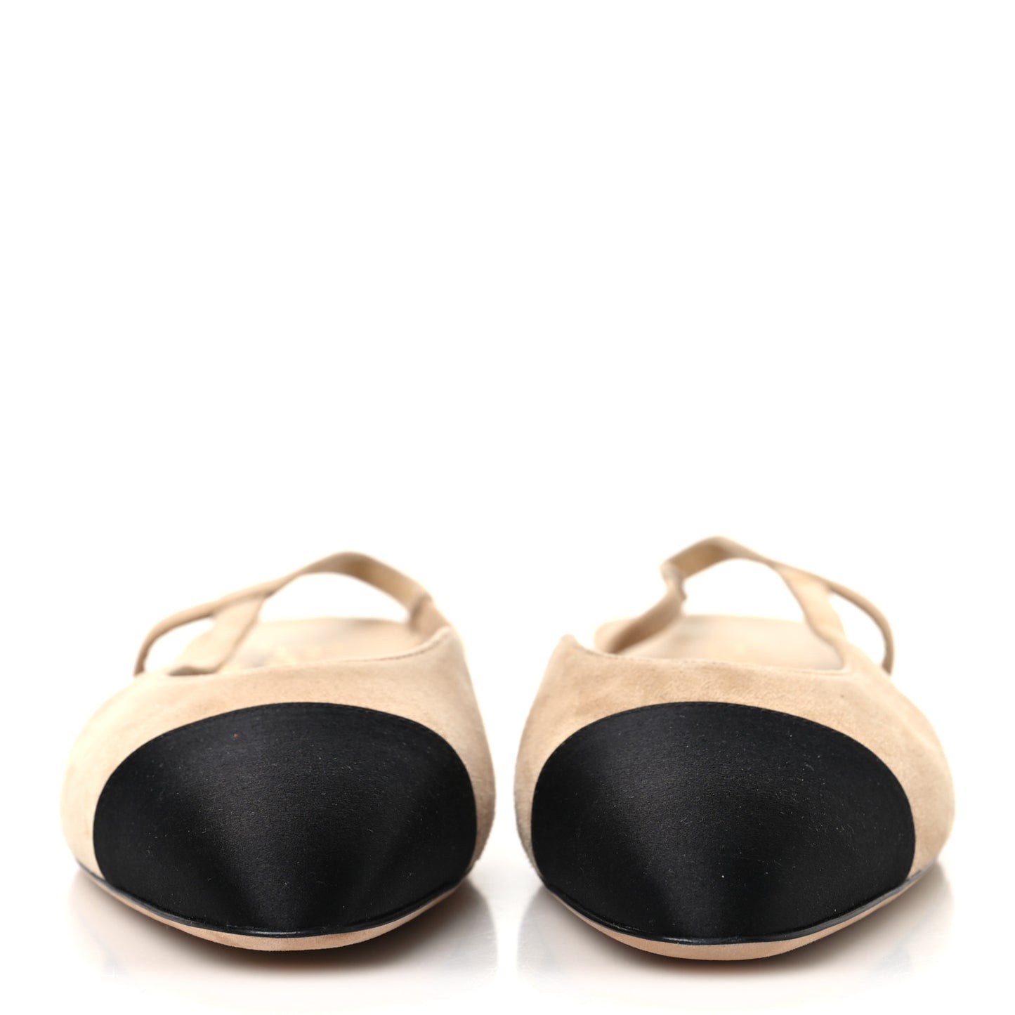 Suede Cap Toe CC Slingback Flats 37 Beige Black