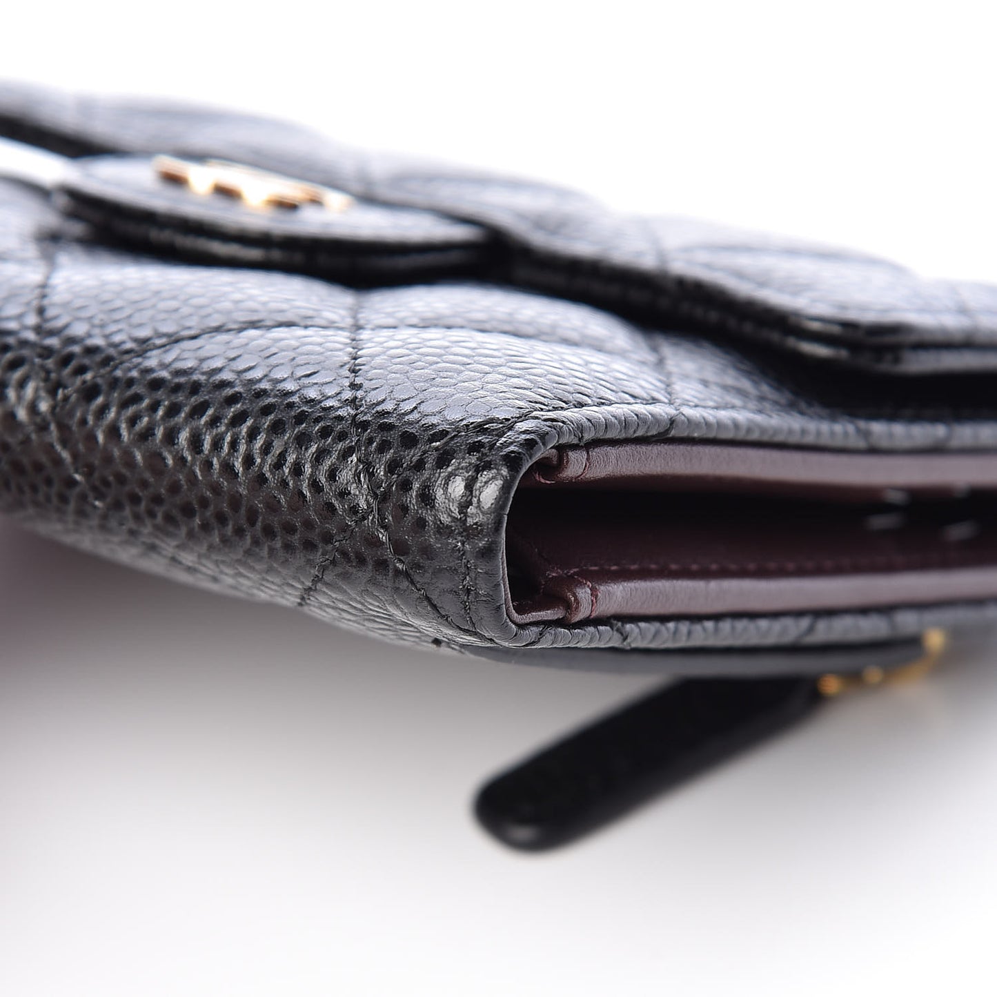 Caviar Quilted Compact Flap Wallet Black