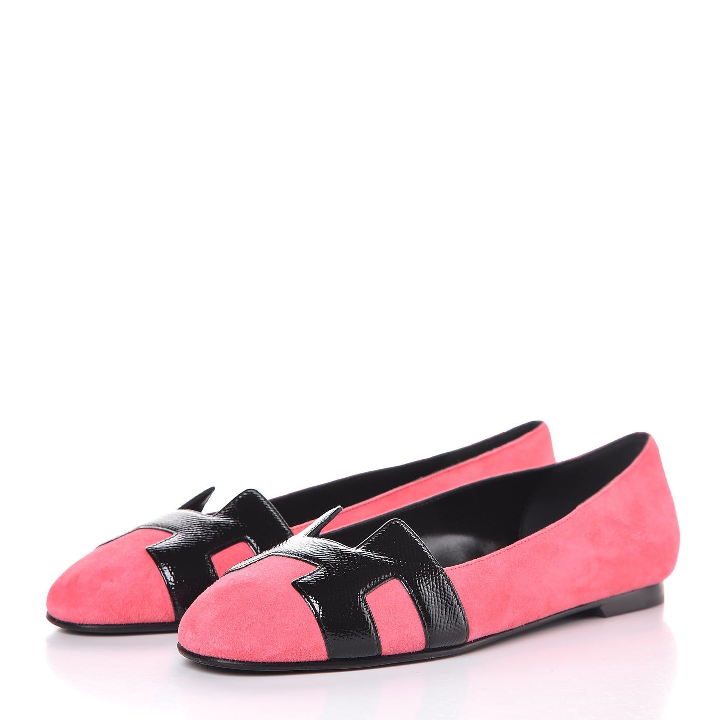 Velvet Goatskin Patent Epsom Nice Ballerina Flats 37.5 Fuchsia Black
