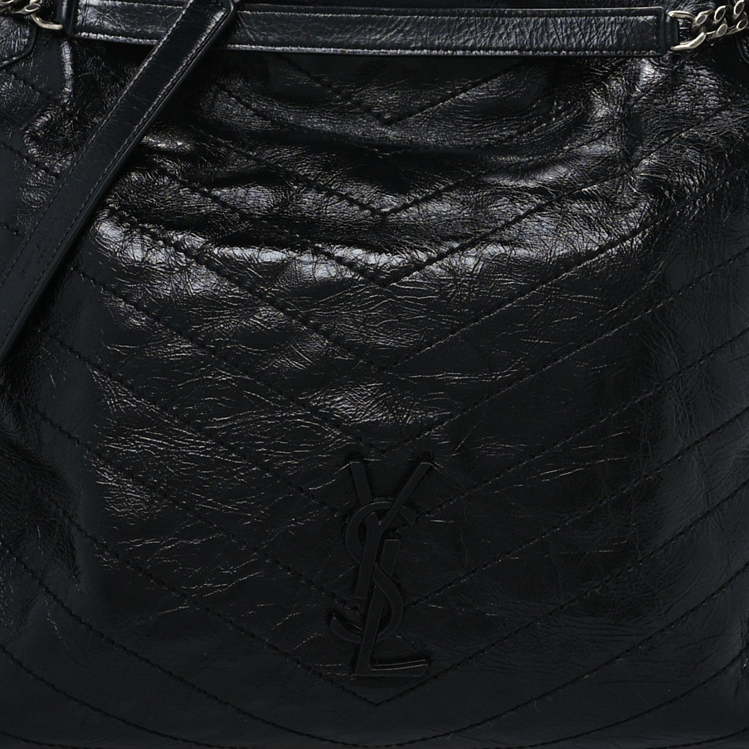 Saint Laurent Crinkled Calfskin Matelasse Monogram Large Niki Shopper Tote Black 8 of 11