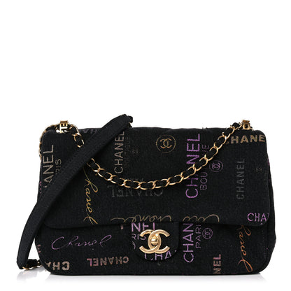 Chanel Denim Quilted Denim Mood Large Flap Black Multicolor 1 of 10