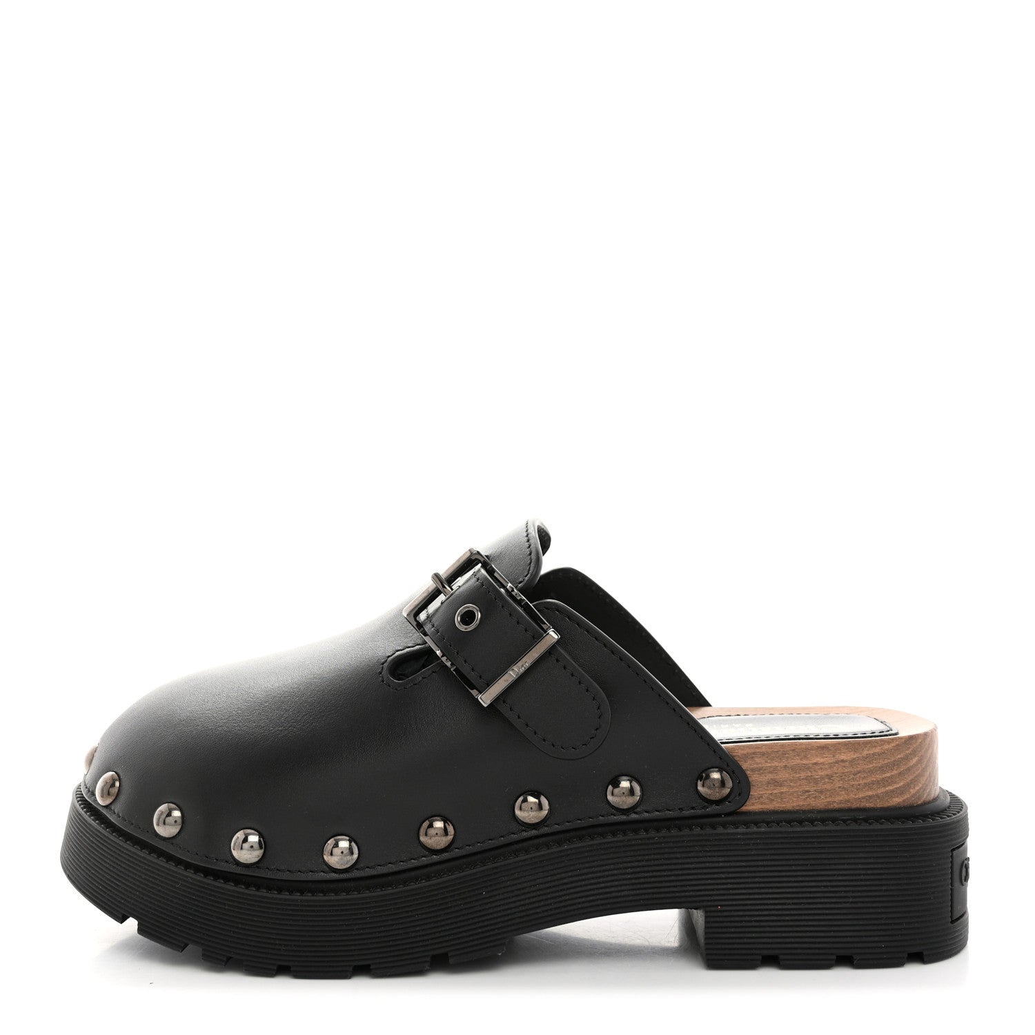 Christian Dior Calfskin Diorquake Buckled Lug Sole 15mm Clogs 36 Black 1 of 9