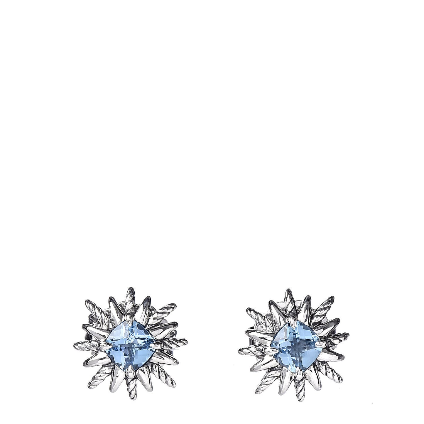 Sterling Silver Blue Topaz Starburst Stud Earrings