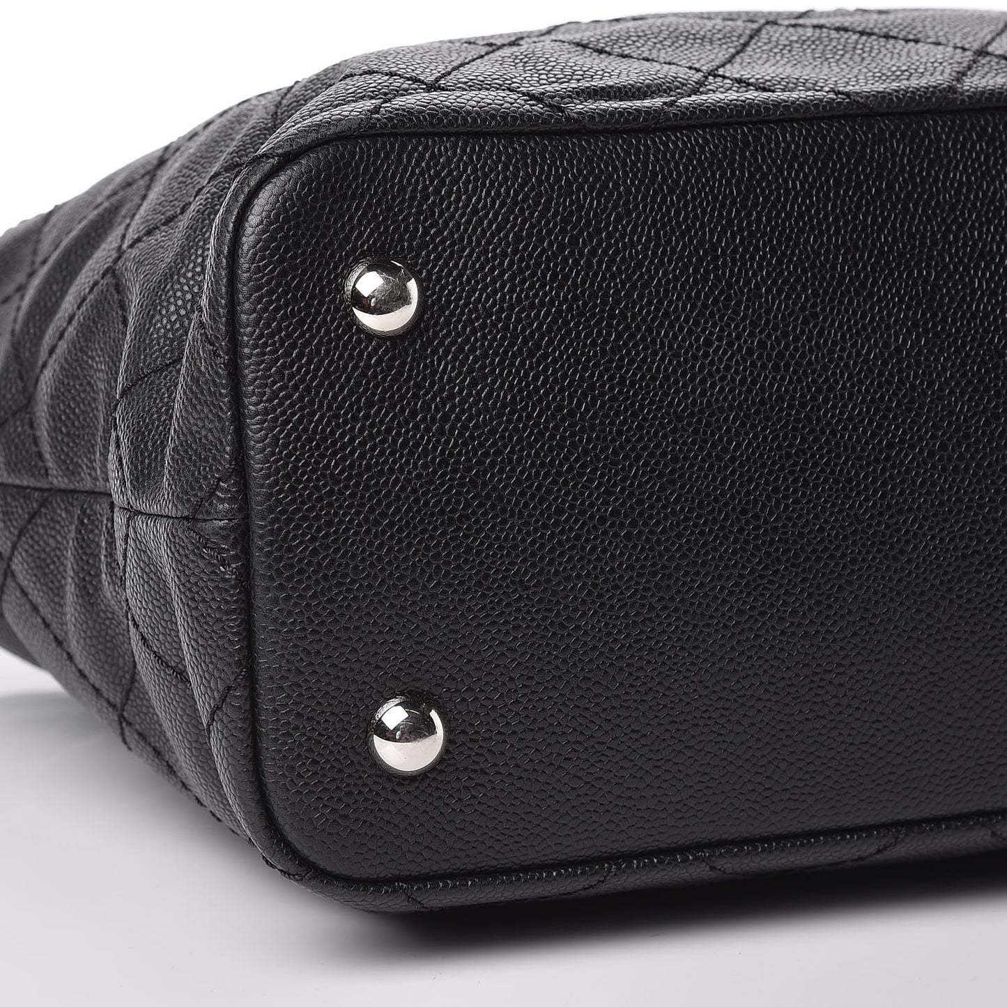 Grained Calfskin Quilted Small Daily Shopping Tote Black