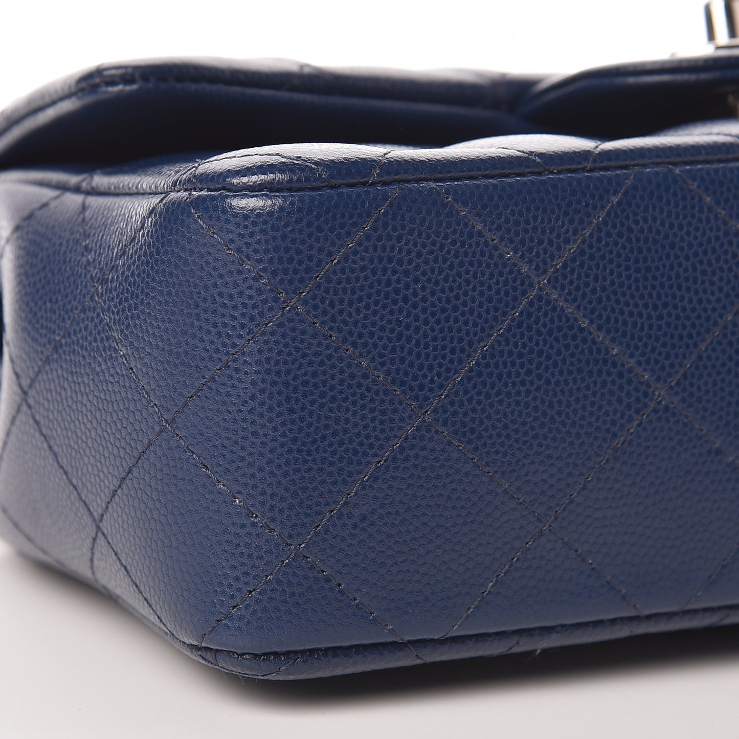 Caviar Quilted Mini Rectangular Flap Dark Blue