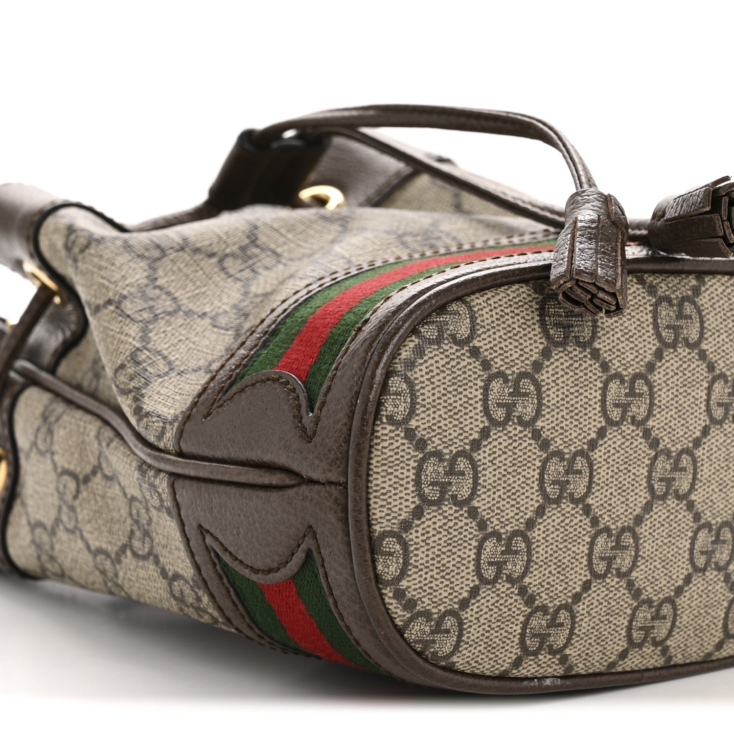 Gucci GG Supreme Monogram Web Mini Ophidia Bucket Bag Brown 9 of 11