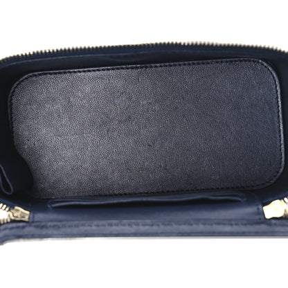 Chanel Lambskin Quilted Small Charming Top Handle Vanity Case With Chain Navy Blue 5 of 12
