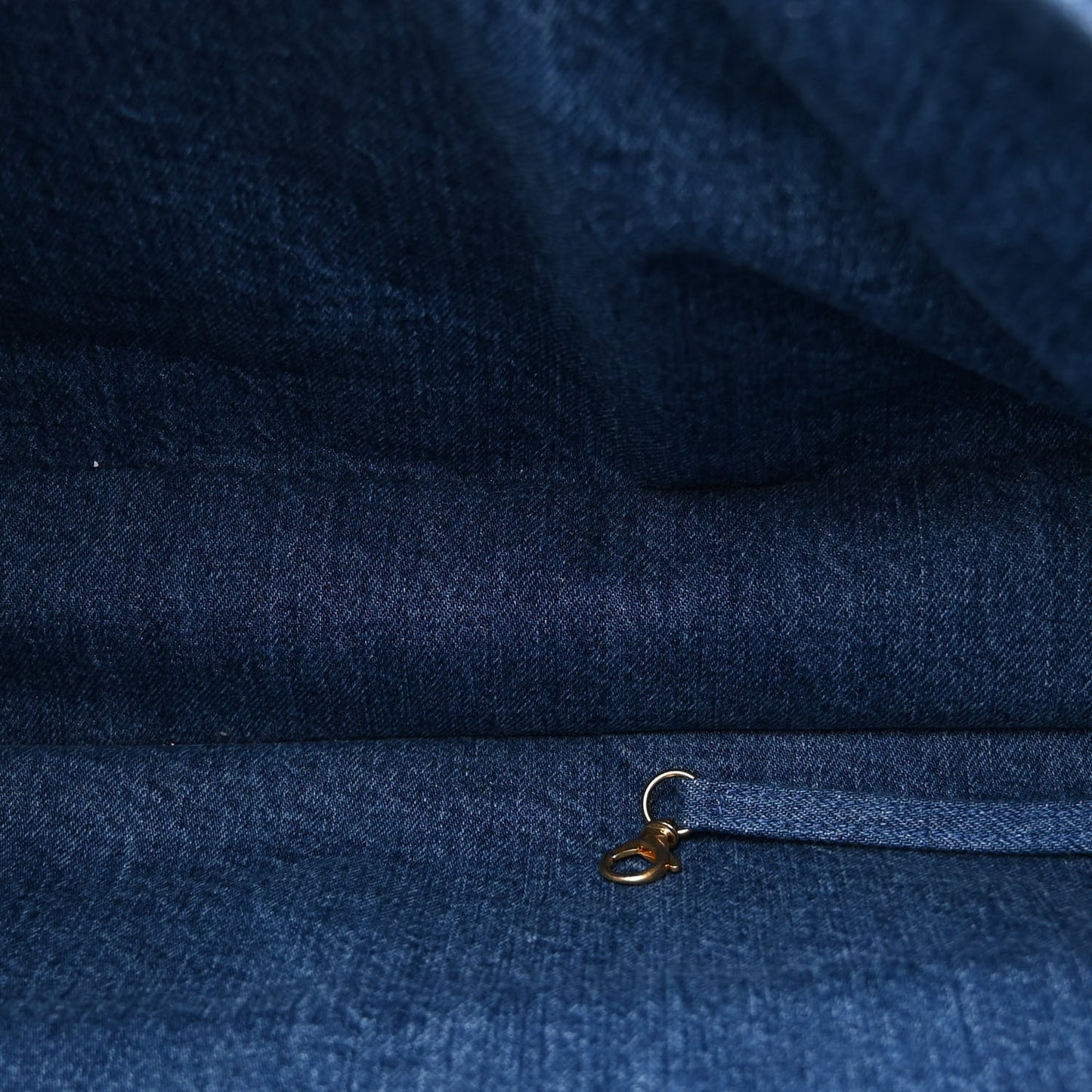 Denim Shearling Hieroglyph Coco Tote Blue