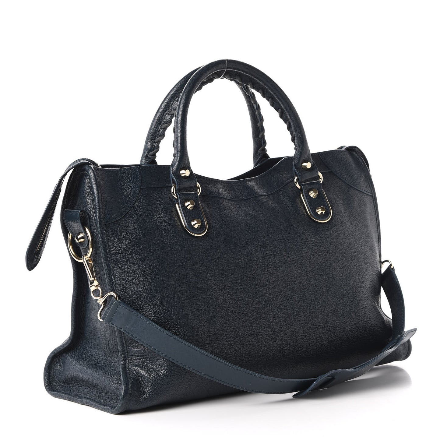 Chevre Gold Metallic Edge Hardware City Bleu Paon