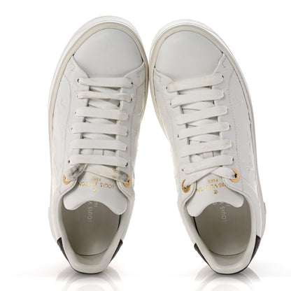 Louis Vuitton Lambskin Embossed Monogram Time Out Sneakers 36 White 2 of 10
