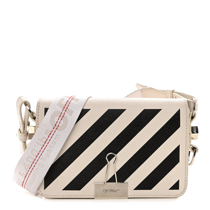 Off-White Calfskin Diag Flap Bag White Black 1 of 13