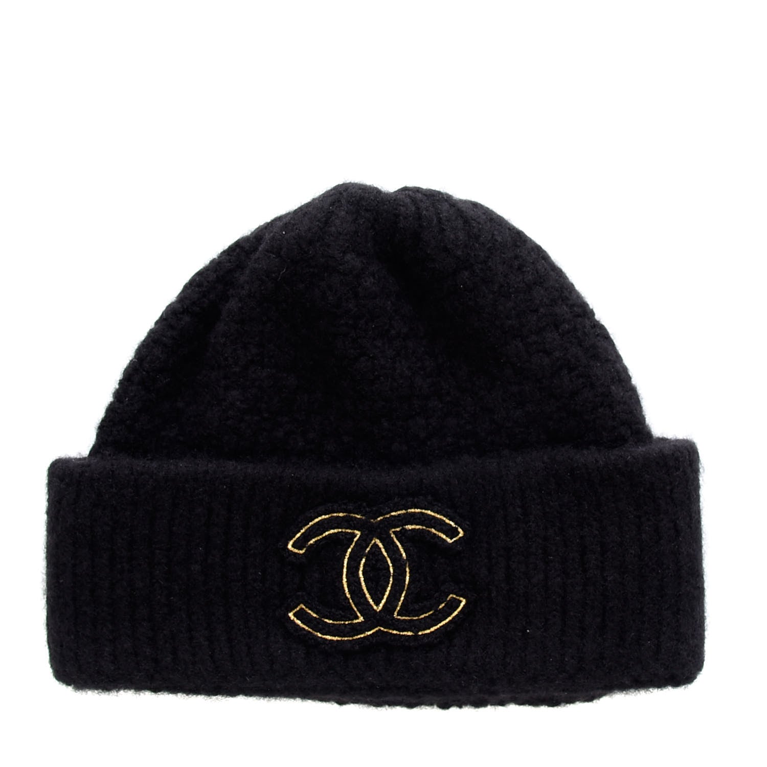 Chanel Cashmere Silk CC Beanie Hat Black 1 of 4