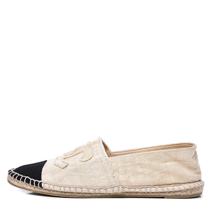 Chanel Linen CC Espadrilles 39 Beige Black 1 of 9