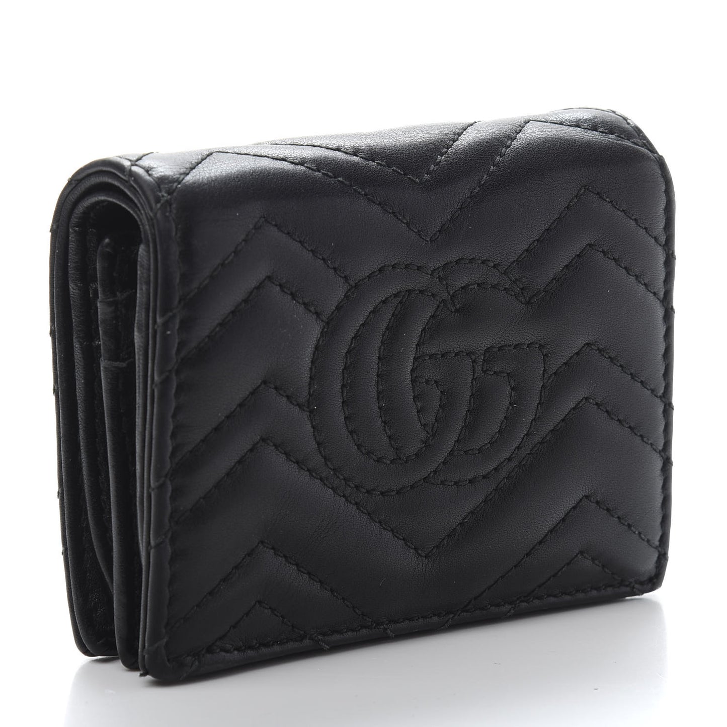 Calfskin Matelasse GG Marmont Card Case Wallet Black