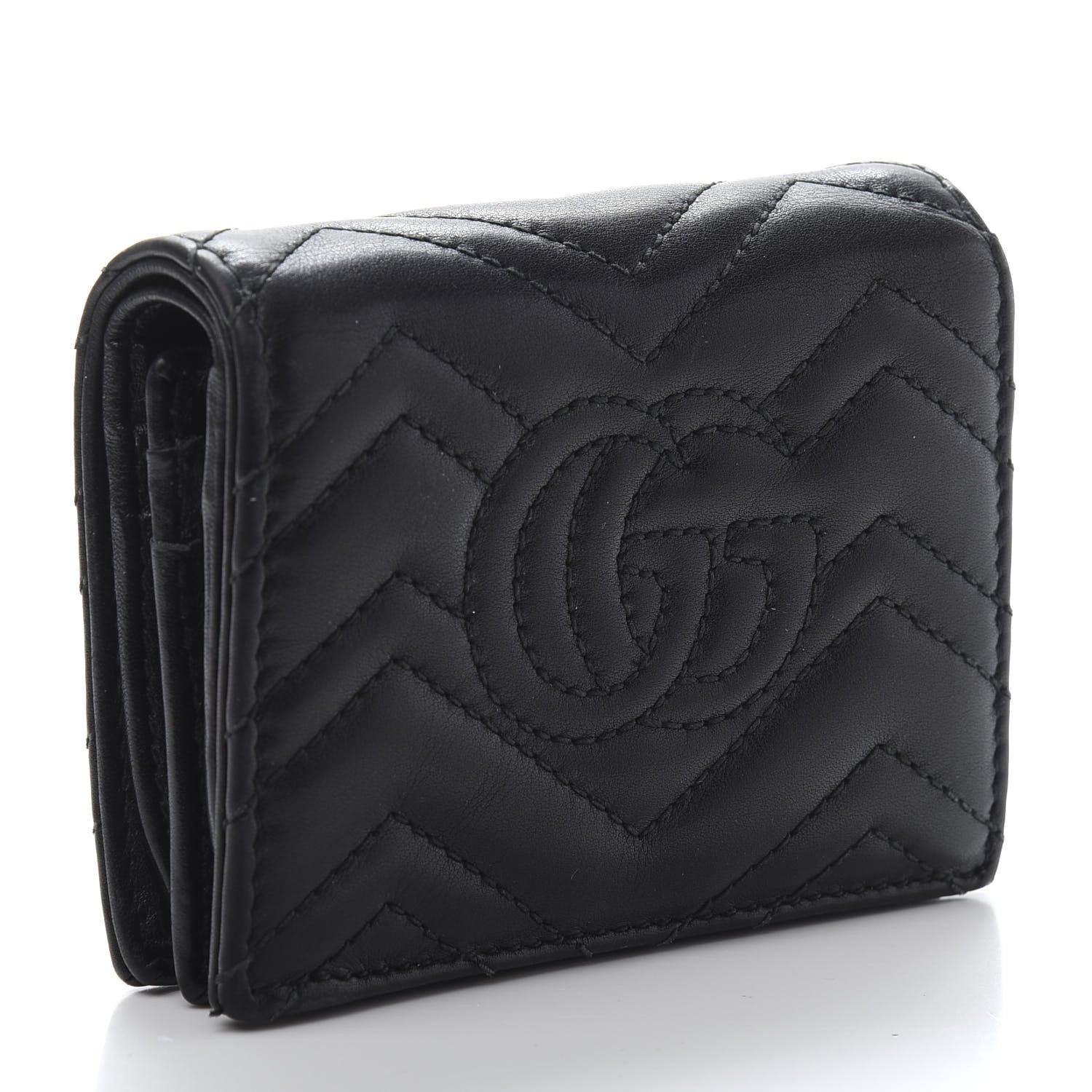 Gucci Calfskin Matelasse GG Marmont Card Case Wallet Black 3 of 10