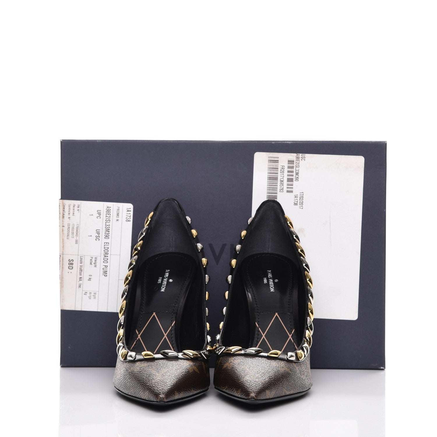 Louis Vuitton Calfskin Monogram Eldorado Pumps 39 Cacao 11 of 11