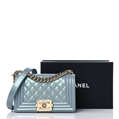 Chanel Iridescent Patent Quilted Small Boy Flap Light Blue 12 of 12