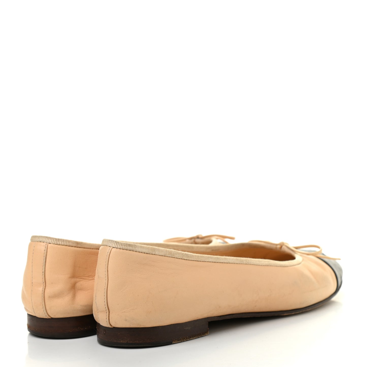 Lambskin Cap Toe CC Ballerina Flats 39 Beige Black