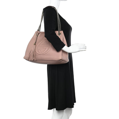 Gucci Pebbled Calfskin Medium Soho Chain Shoulder Bag Dark Cipria 2 of 14